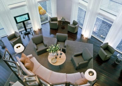 Liberty national living room designed by interior designer from NYC Vicente Wolf