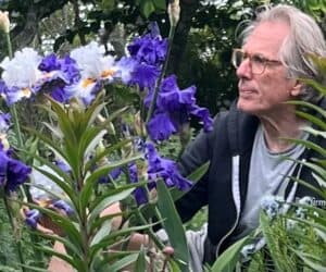 Vicente Wolf in his garden in Montauk 